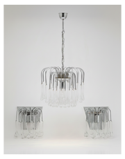 Set de Lámpara en cascada y Apliques en Cristal de Murano, siguiendo  Paolo Venini