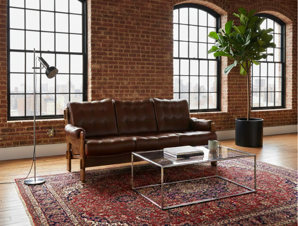 Sofá escandinavo de Cuero (3 Plazas)