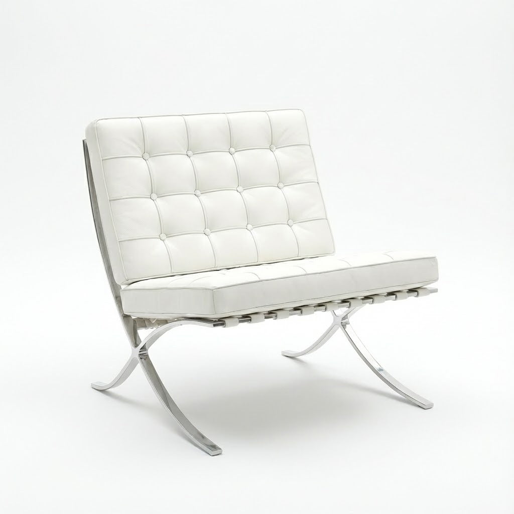 Barcelona (White) Armchair by Mies van der Rohe