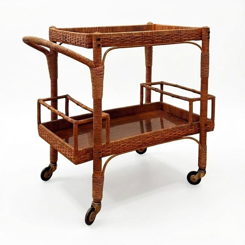 Wicker Serving Cart