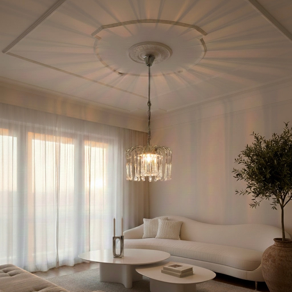 Set de Lámpara en cascada y Apliques en Cristal de Murano, siguiendo  Paolo Venini