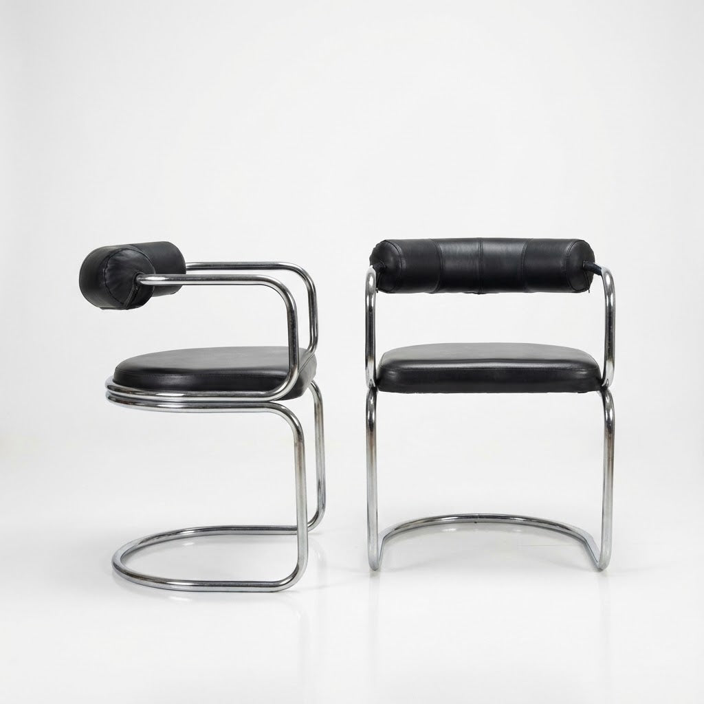 Pack of 2 Space Age Chrome Tubular Chairs