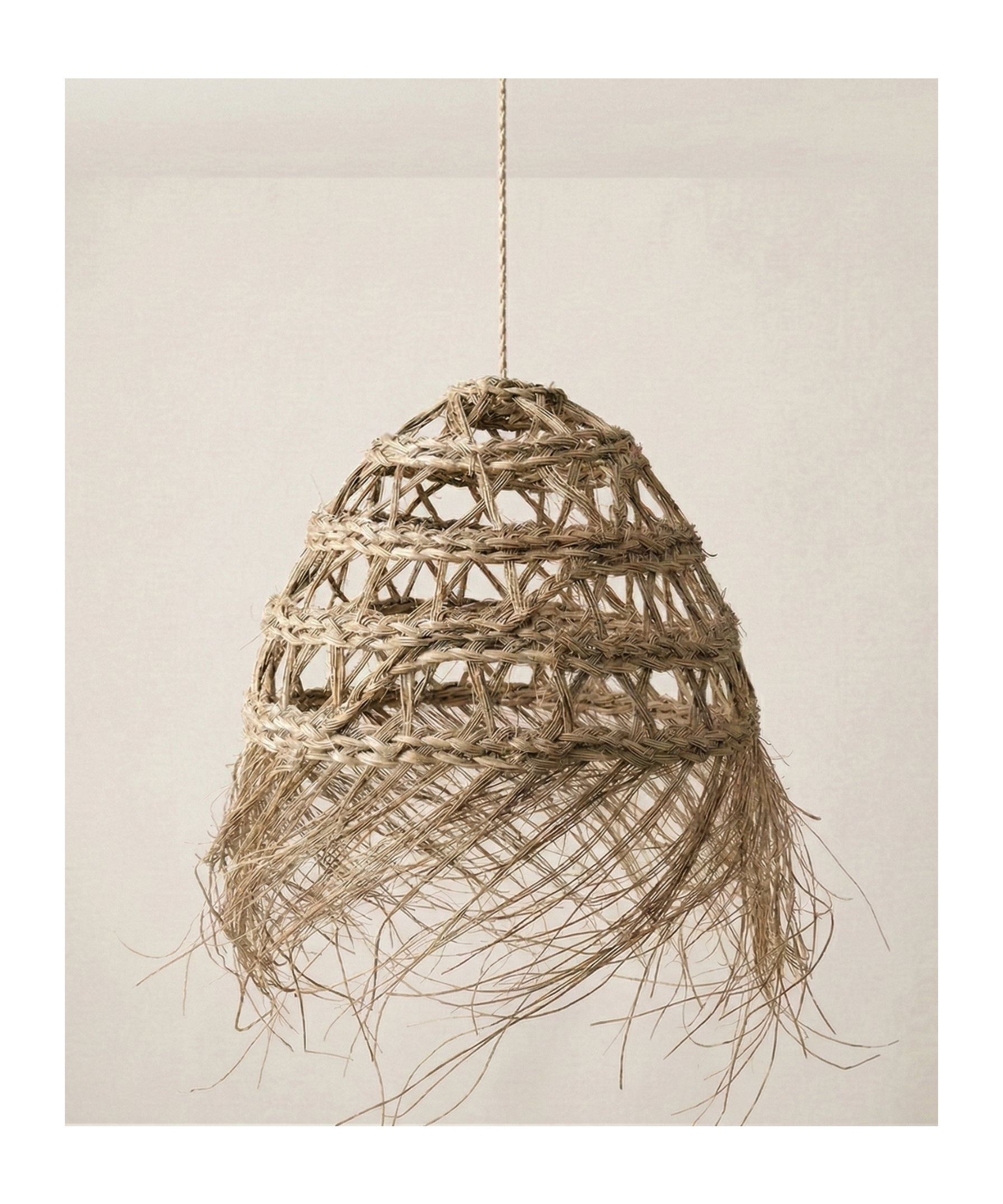 pantalla de lámpara de fibras vegetales trenzadas decoración boho natural