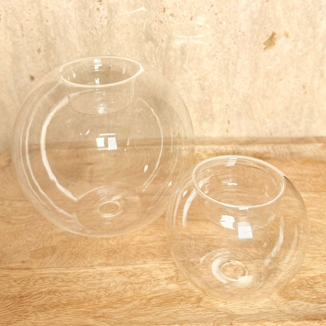 set de 21 porta velas cristal redondo original