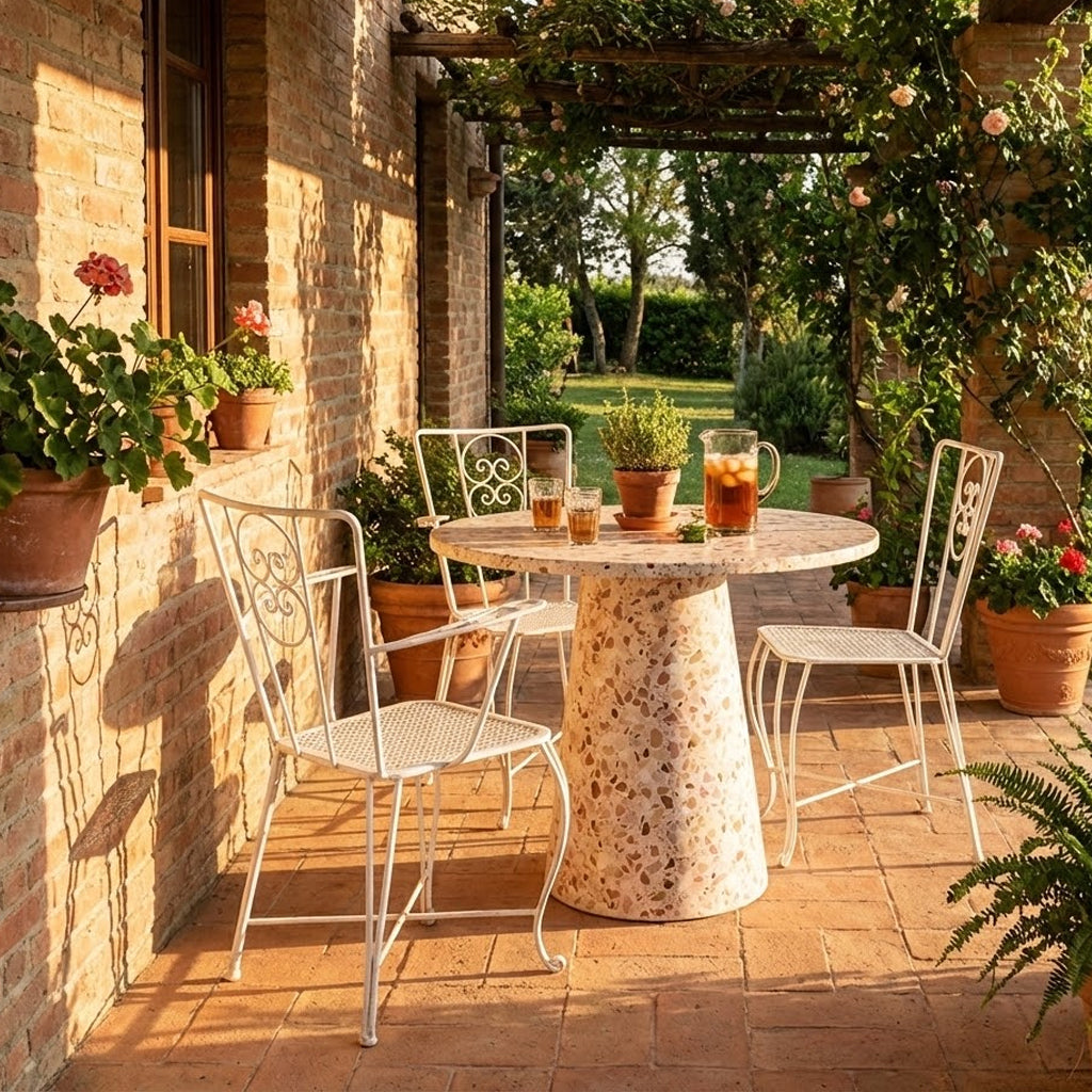 Pack of 3 Vintage White Iron Garden Chairs