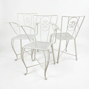 Pack of 3 Vintage White Iron Garden Chairs
