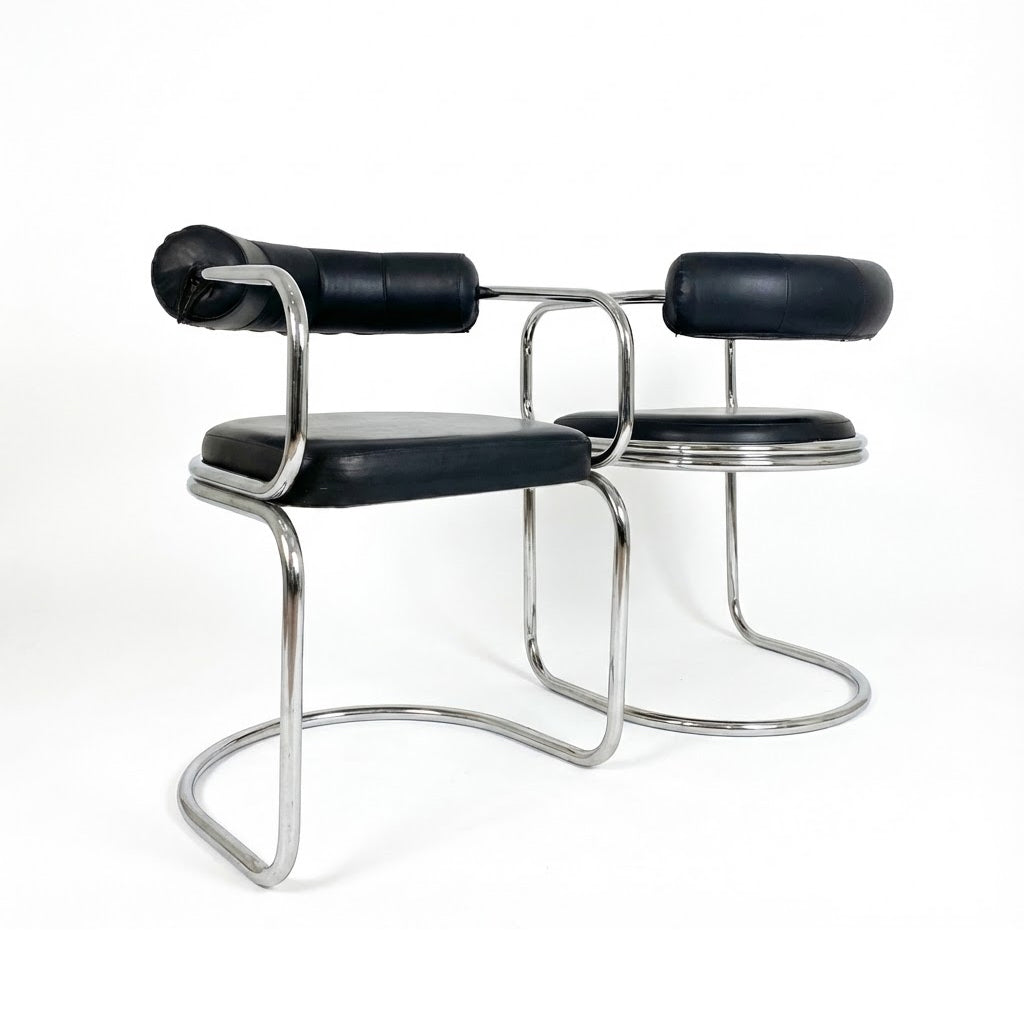 Pack of 2 Space Age Chrome Tubular Chairs