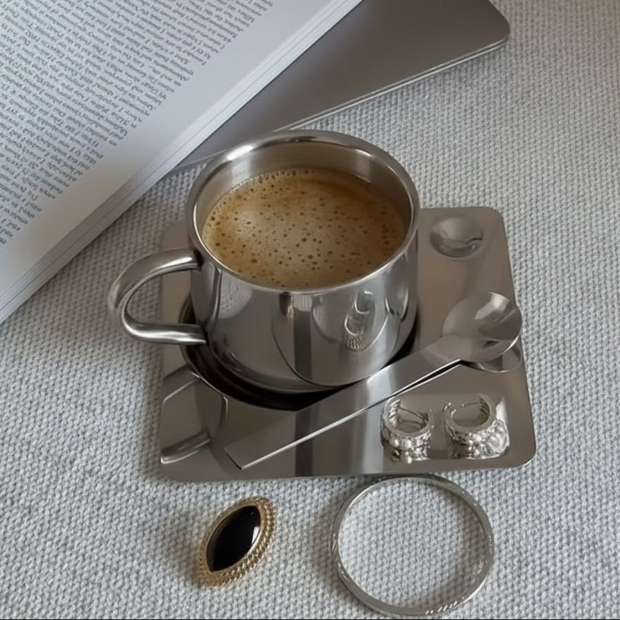 Set Taza de Café Metálico